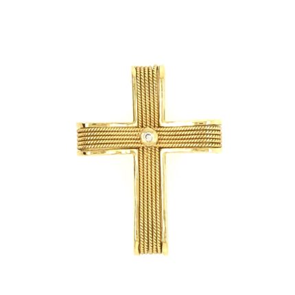 Χειροποίητος γυναικείος χρυσός σταυρός, διπλής όψης, 14 καρατίων