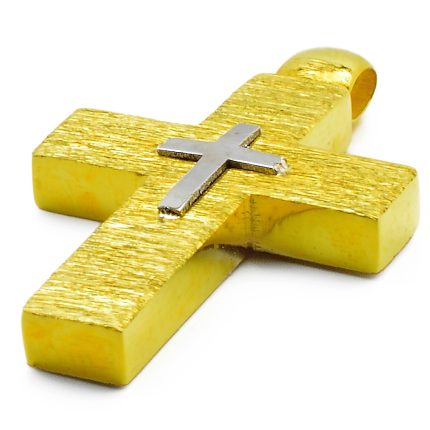 Unisex χρυσός χειροποίητος σταυρός, 14 καρατίων