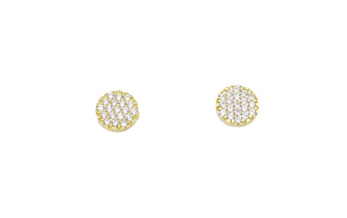 Γυναικεία χρυσά σκουλαρίκια 14 καρατίων με λευκά ζιργκόν