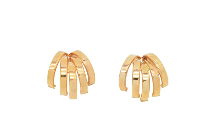 Γυναικεία χρυσά σκουλαρίκια 14 καρατίων με πενταπλό κρικάκι
