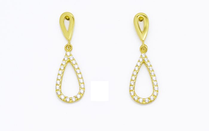 Γυναικεία χρυσά σκουλαρίκια 14 καρατίων σε σχήμα δάκρυ
