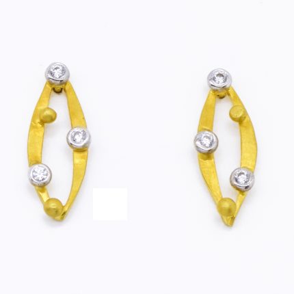 Γυναικεία χειροποίητα χρυσά σκουλαρίκια 14 καρατίων σε σχήμα σαϊτας