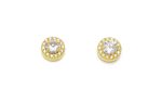Γυναικεία χρυσά σκουλαρίκια 14 καρατίων ροζέτες με λευκά ζιργκόν