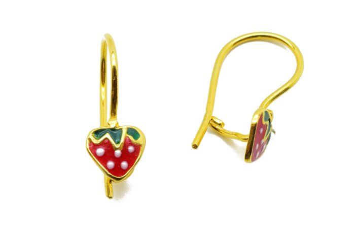 Παιδικά ασημένια επιχρυσωμένα σκουλαρίκια με γάντζο