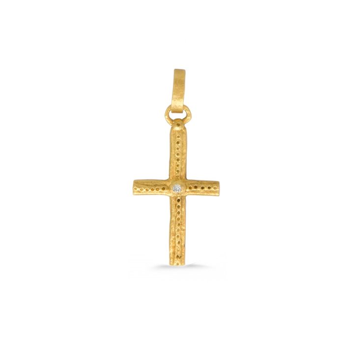 Γυναικείος χειροποίητος χρυσός σταυρός 14 καρατίων με ζιργκόν