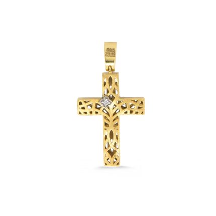 Γυναικείος χρυσός σταυρός 14 καρατίων με ζιργκόν