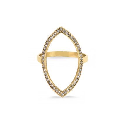Γυναικείο χρυσό δαχτυλίδι 14 καρατίων σχέδιο σαϊτα με ζιργκόν