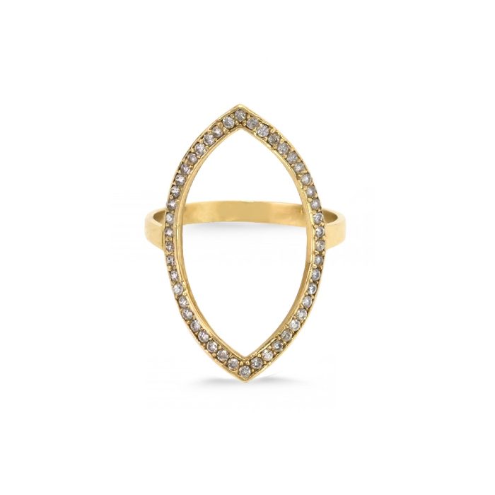 Γυναικείο χρυσό δαχτυλίδι 14 καρατίων σχέδιο σαϊτα με ζιργκόν