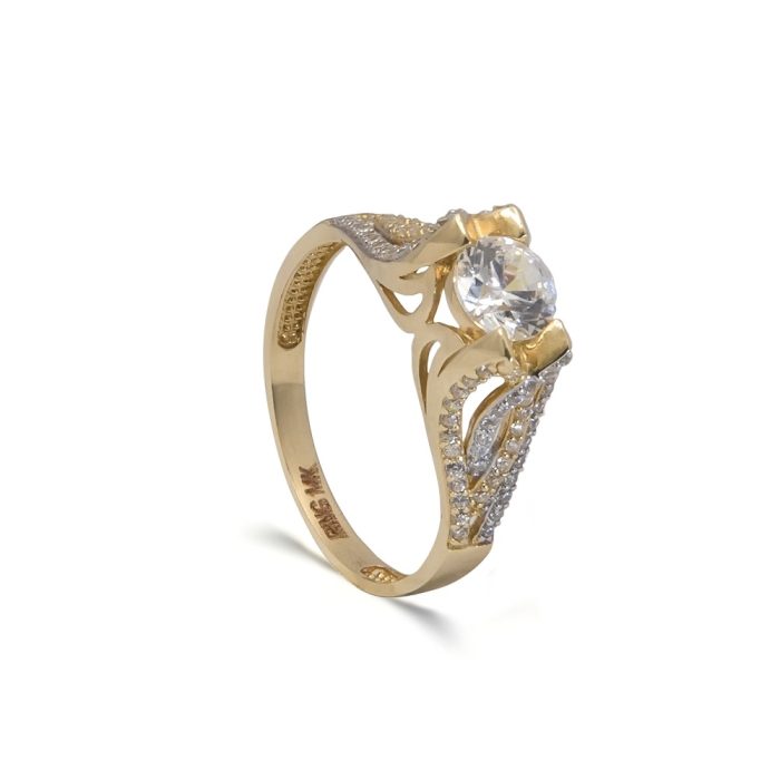 Γυναικείο χρυσό δαχτυλίδι 14 καρατίων με ζιργκόν