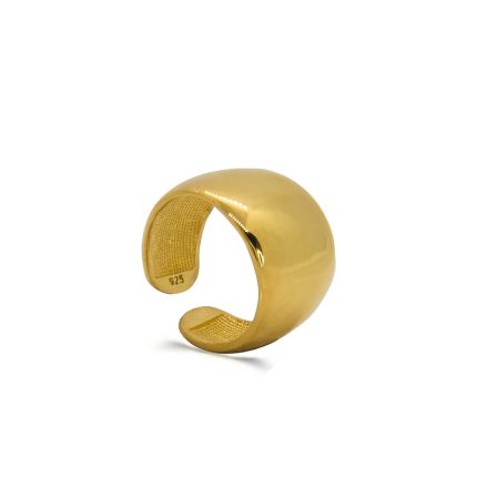 Γυναικείο ασημένιο επιχρυσωμένο δαχτυλίδι σεβαλιέ σε κίτρινο χρώμα