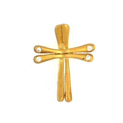 Χειροποιητος γυναικείος χρυσός σταυρός 14 καρατίων με ζιργκόν