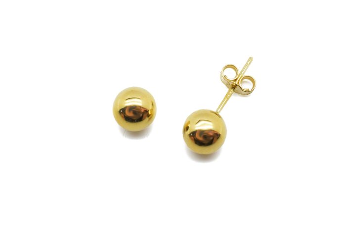 Χρυσά σκουλαρίκια μπίλιες, 9 καρατίων, διαμέτρου 5.9 mm