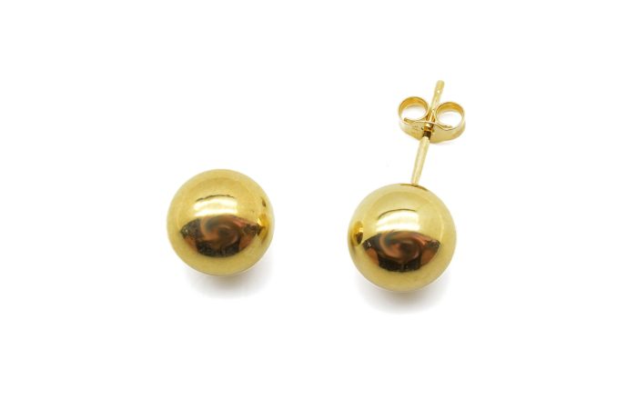Χρυσά σκουλαρίκια μπίλιες, 9 καρατίων, διαμέτρου 7.9 mm
