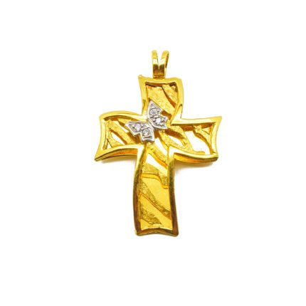 Χειροποίητος χρυσός γυναικείος σταυρός, 14 καρατίων