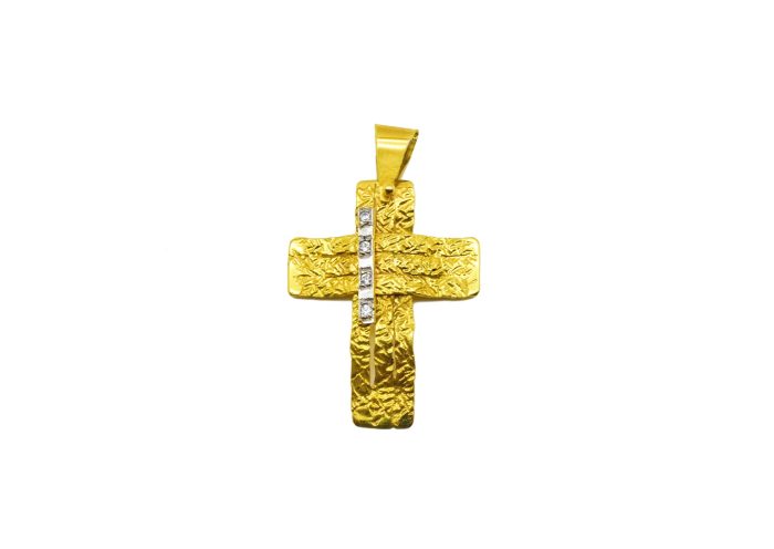 Χειροποίητος δίχρωμος γυναικείος χρυσός σταυρός, 14 καρατίων