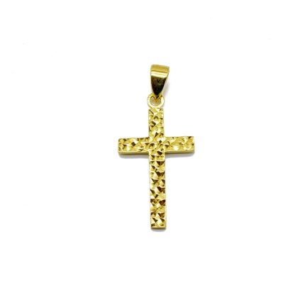 Χρυσός unisex μικρός σφυρήλατος σταυρός, 9 καρατίων