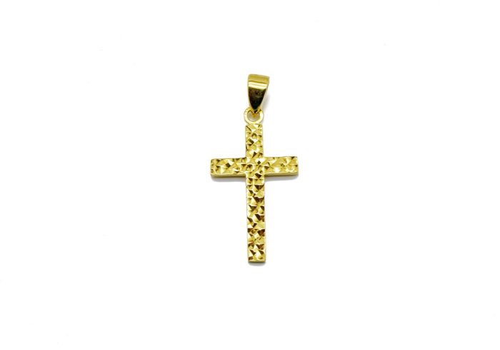 Χρυσός unisex μικρός σφυρήλατος σταυρός, 9 καρατίων