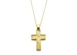 Χρυσός γυναικείος σταυρός, δυο όψεων, 9 καρατίων, με αλυσίδα μήκους 45 εκατοστών