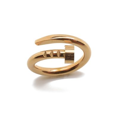 Ατσάλινο γυναικείο δαχτυλίδι σε ροζ χρυσό, σχέδιο καρφί