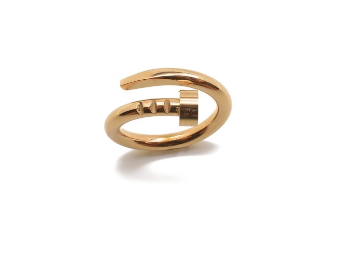 Ατσάλινο γυναικείο δαχτυλίδι σε ροζ χρυσό, σχέδιο καρφί