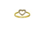 Χρυσό γυναικείο δαχτυλίδι, 14 καρατίων, σε σχήμα καρδιάς με λευκά ζιργκόν