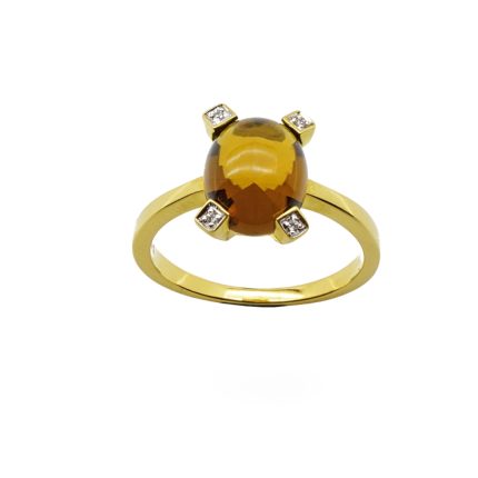 Χρυσό χειροποίητο γυναικείο δαχτυλίδι 14 καρατίων με σιτρίν και ζιργκόν
