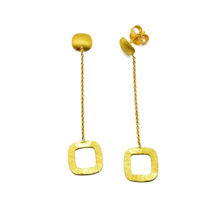 Χρυσά γυναικεία κρεμαστά σκουλαρίκια, 14 καρατίων, με κρεμαστά γεωμετρικά σχήματα
