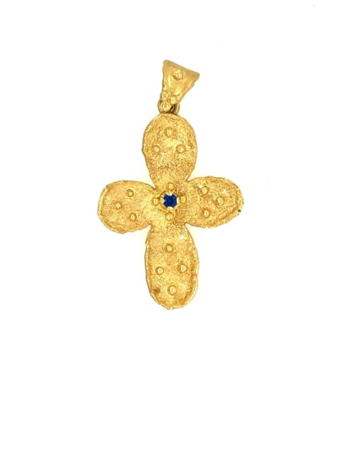 Χρυσός γυναικείος σταυρός, 14 καρατίων,βυζαντινού στιλ