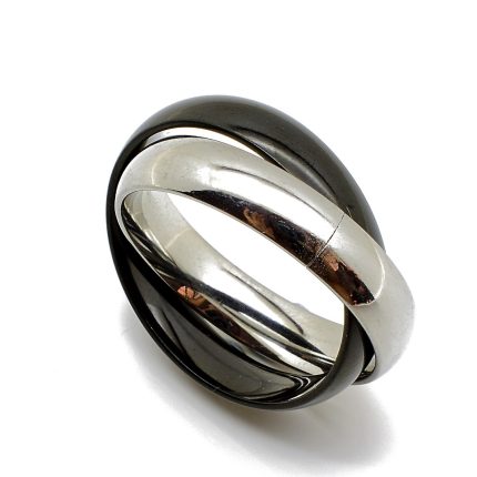 Ανδρικό ατσάλινο δίβερο δαχτυλίδι σε λευκό και μαύρο χρώμα