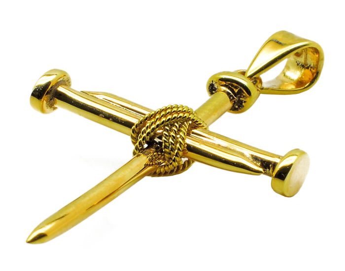 Χρυσός unisex σταυρός, 14 καρατίων, με καρφιά