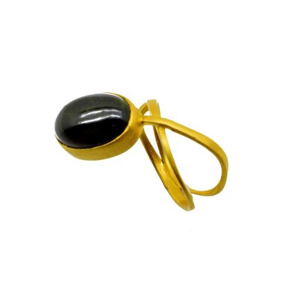 Χειροποίητο χρυσό γυναικείο δαχτυλίδι, 14 καρατίων, στολισμένο με μια εντυπωσιακή σκούρα πράσινη τουρμαλίνη