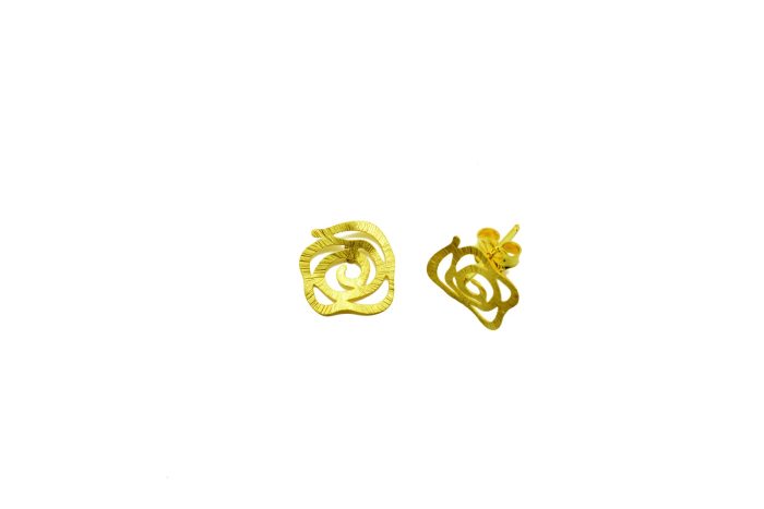 Χειροποίητα χρυσά γυναικεία σκουλαρίκια, 14 καρατίων, σε σχήμα λουλουδιού-σπείρας