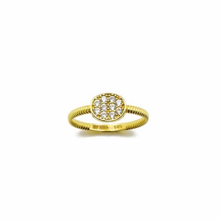 Χρυσό γυναικείο δαχτυλίδι, 14 καρατίων, στολισμένο με λευκά ζιργκόν
