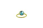 Χειροποίητο χρυσό δαχτυλίδι, 14 καρατίων, με ορυκτή aqua marin σε κοπή ταγιέ