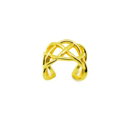 Ασημένιο επιχρυσωμένο φαρδύ δαχτυλίδι, one size