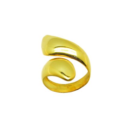 Ασημένιο επιχρυσωμένο δαχτυλίδι, one size, με λουστράτη επιφάνεια