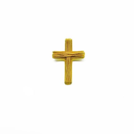 Χρυσός unisex σταυρός, 14 καρατίων, με στριφτά σύρματα