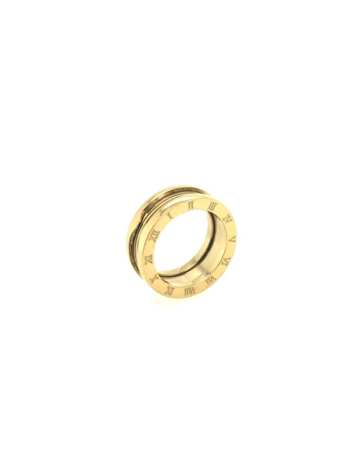 Ατσάλινο γυναικείο δαχτυλίδι, σχέδιο bvlgari, σε χρυσό χρώμα
