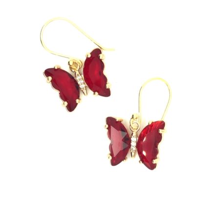Κρεμαστά σκουλαρίκια με κόκκινες πεταλούδες