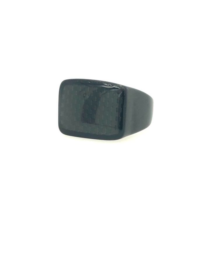 Ατσάλινο μαύρο ανδρικό δαχτυλίδι με ανθρακόνημα