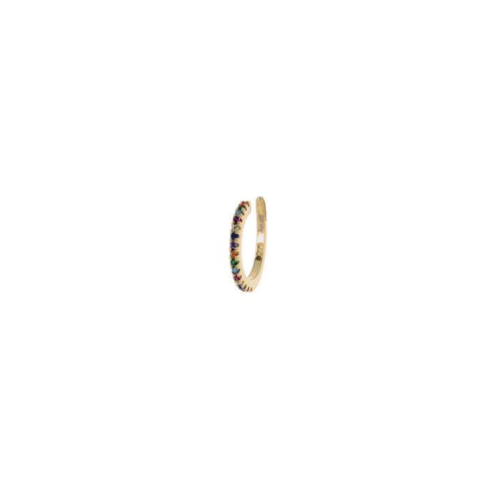 Ασημένιο επιχρυσωμένο λεπτό σκουλαρίκι cuff, στολισμένο με πολύχρωμα ζιργκόν