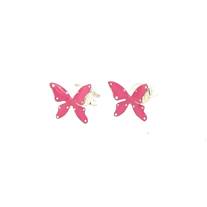 Χειροποίητα παιδικά σκουλαρίκια πεταλούδες, με ασημένιο καρφάκι και κούμπωμα και ζωγραφική στο χέρι