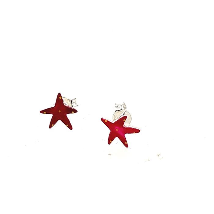 Χειροποίητα παιδικά σκουλαρίκια αστερίες, με ασημένιο καρφάκι και κούμπωμα και ζωγραφική στο χέρι