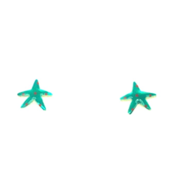 Χειροποίητα παιδικά σκουλαρίκια αστερίες, με ασημένιο καρφάκι και κούμπωμα και ζωγραφική στο χέρι