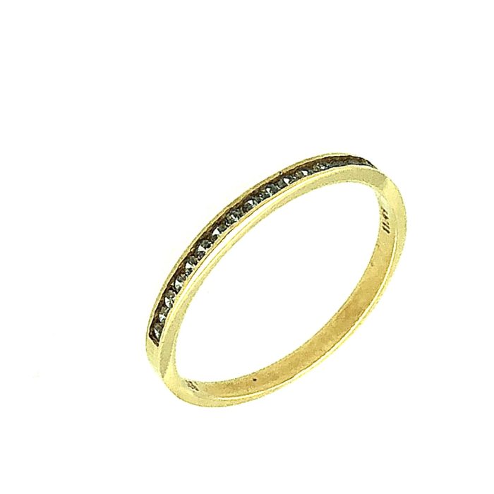 Χρυσό μισόβερο δαχτυλίδι, 14 καρατίων, στολισμένο με λευκά ζιργκόν