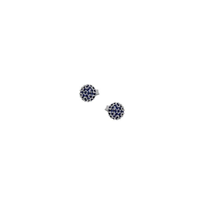 Ασημένια, 925, επιπλατινωμένα μπουλ σκουλαρίκια με μπλε ζιργκονάκια