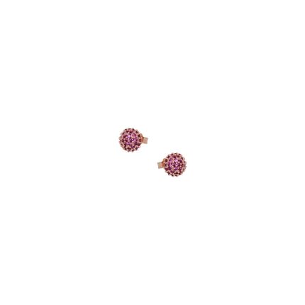 Ασημένια, 925, ροζ επιχρυσωμένα μπουλ σκουλαρίκια με ροδί ζιργκονάκια
