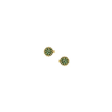 Ασημένια, 925, επιχρυσωμένα μπουλ σκουλαρίκια με πράσινα ζιργκονάκια