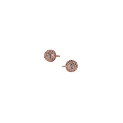 Ασημένια, 925, ροζ επιχρυσωμένα σκουλαρίκια μπίλιες με λευκά ζιργκονάκια