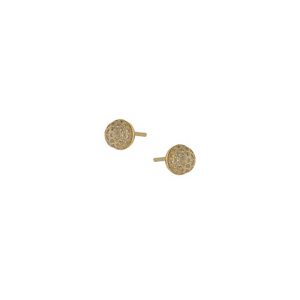 Ασημένια, 925, επιχρυσωμένο σκουλαρίκια μπίλιες, στολισμένα με λευκά ζιργκόν